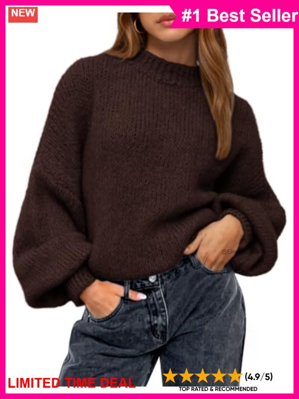Oversized Crewneck Knit Pullover Sweater Long Sleeve Fall Winter